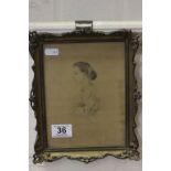 19th century Framed Pencil Drawing of a Young Lady signed F G Lason 69