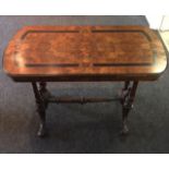 Antique inlaid table mid Victorian walnut quarter veneered centre table, circa 1880