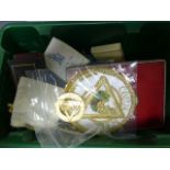 Box of vintage Masonic medals etc, some with boxes