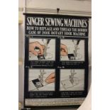 Original Vintage Hanging Educational / Instructional Poster ' Singer Sewing Machines, How to replace