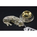 A silver plated salt in the form of a dog