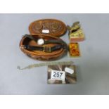 Wooden trinket box with mother of pearl decoration, Oriental hardstone carving plus an Oriental