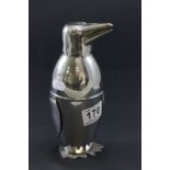 Silver plated cocktail shaker in the form of a penguin