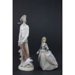 A Lladro figure of Don Quixote, along with a Lladro figure of a girl