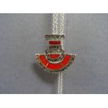 Silver marcasite and enamel Art Deco style pendant necklace