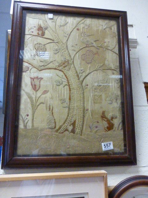 An early 19th Century silk needle work of animals and birds in a naturalistic setting - Image 2 of 2
