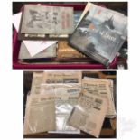 Tray of mixed military ephemera including WWII booklets and newspapers, some Bristol Observer