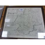 Saxton Kip, framed and glazed original engraved map of Pembrokeshire circa 1610. More info to