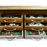 Wooden jewellery box with costume jewellery