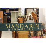 A vintage wooden plaque "Mandarin, gold cup 1962"