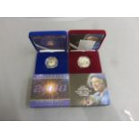 Two boxed silver proof Crowns to include; Millenium & Queen Mother