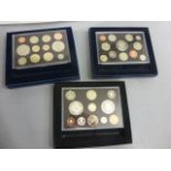 Three UK proof year coin sets to include; 2005, 2007, 2008