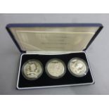 Channel Islands three silver proof £5 coins for Queens 80th birthday with COA