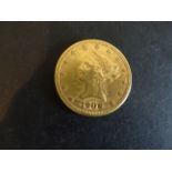 1906 American gold $10 dollars coin with s mint mark