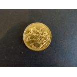 1880 gold full Sovereign coin with Melbourne mint mark