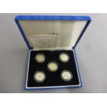 Boxed Royal Mint silver proof 5 x £1 coin set with COA's 2003 - 2007