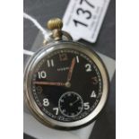 WWII Mogris 15 jewel military pocket watch marked GSTP M2909 to back