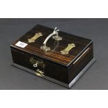 Early 20th Century hardwood humidor/ cigarette box with key