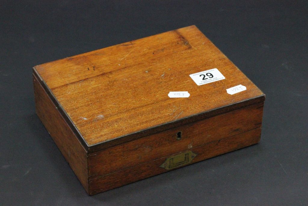 Vintage Reeves & Sons mahogany artists box with contents