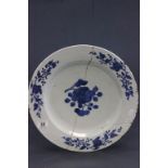 Damaged Oriental blue & white charger