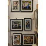 Six framed prints by Beryl Cook