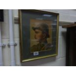 WWI Interest Oil Painting Portrait of a French Soldier in Uniform