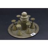 Indian brass cocktail set with tray