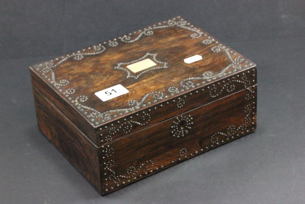 19th century Rosewood, Mother of Pearl and Cut Steel decorated Box