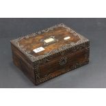 19th century Rosewood, Mother of Pearl and Cut Steel decorated Box