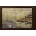 Framed and glazed coastal scene watercolour signed Colin J Mackintosh