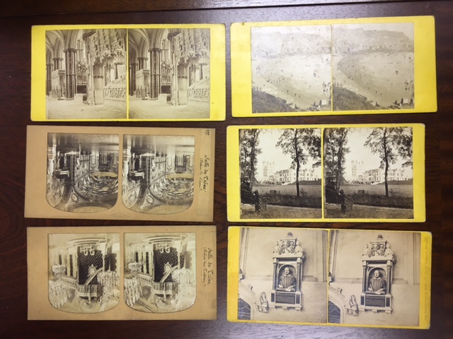 A wood & brass Stereoscope viewer along with a good selection of vintage Stereo cards - Image 22 of 27