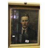 WW1 framed & glazed oil on board of a gentleman with details to reverse, signed Harry R Douglas