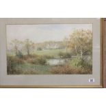 Large framed & glazed landscape country house watercolour signed C Gregory