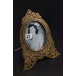 19th Century brass standing photograph frame with Cloisonne decoration