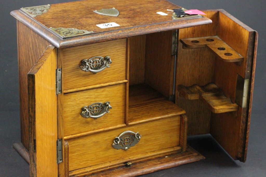 Oak smokers cabinet with metal fittings - Image 2 of 3