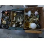 A large quantity of metalware to include bowls ,dishes tankards moulds etc and a number of oil