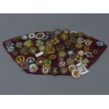 A collection of 57 enamelled bowling badges, including Devon, Hampshire, Somerset, Cornwall and