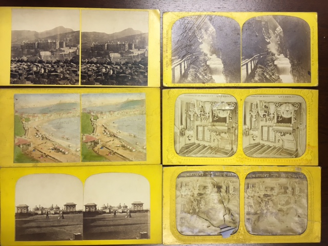 A wood & brass Stereoscope viewer along with a good selection of vintage Stereo cards - Image 10 of 27