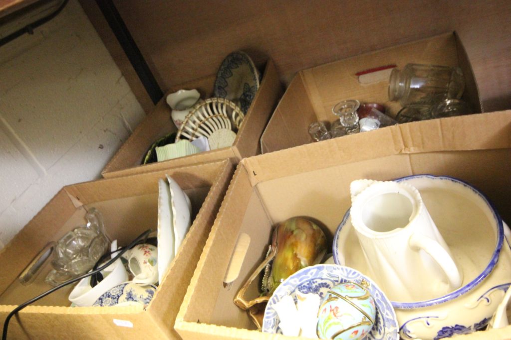 Four boxes of mixed ceramics and glass