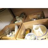 Four boxes of mixed ceramics and glass