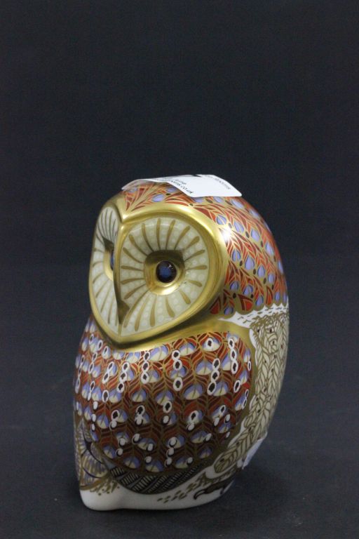 Royal Crown Derby Owl paperweight with silver stopper