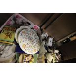 Two boxes of collectable ceramic teapots etc