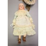 Morimura Brothers Japan doll with bisque head and jointed composition body, sleeping eyes, teeth