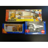 Three boxed diecast construction vehicles to include Siku 1;87 1807 Liebherr T264 Mining Truck, Joal