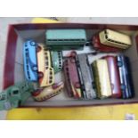 14 Vintage Dinky diecast buses, various models, play worn