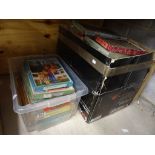 Two boxes of vintage jigsaw puzzles mainly by Victory to include many wooden ones