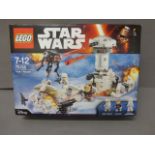 Boxed Lego Star Wars 75138 Hoth Attack appearing complete (bag 2 is sealed) both with damage from