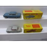 Two boxed Dinky diecast vehicles to include 186 Mercedes Benz 220 SE (play worn) and 195 Jaguar 3.