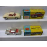 Two boxed Corgi diecast vehicles to include 239 Volkswagen 1500 Karmann Ghia in cream with red