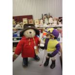 Gabrielle Designs Paddington bear with red felt coat, brown felt hat and blue wellies plus luggage